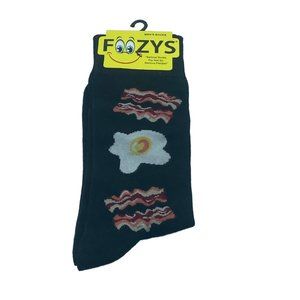 Foozys Silly Serious People Work Fun Food Bacon Egg‎ Breakfast Socks Size 6-12